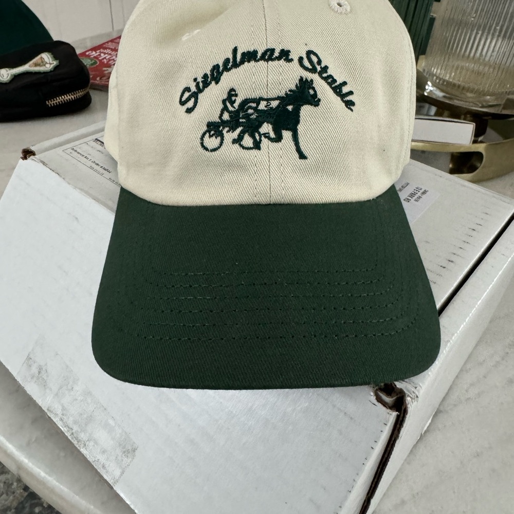 Siegelman Stable Embroidered Dad Hat - Green and Beige